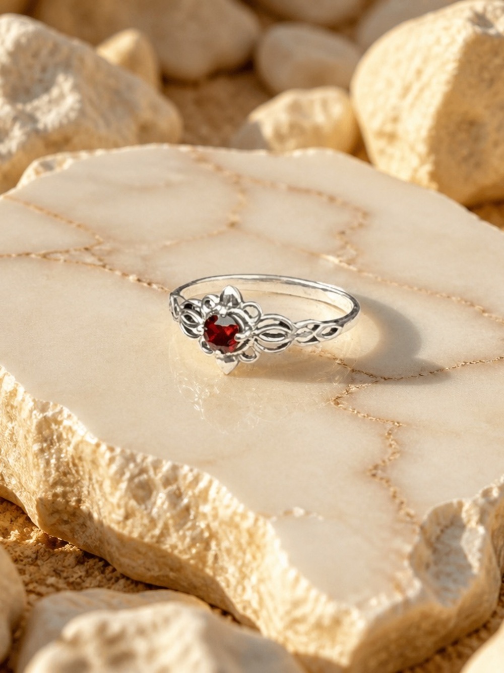 NEW! Garnet & 925 Sterling Silver Ring